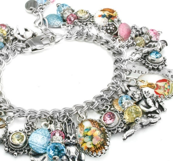 Easter Charm Bracelet Easter Jewelry Bunny by BlackberryDesigns