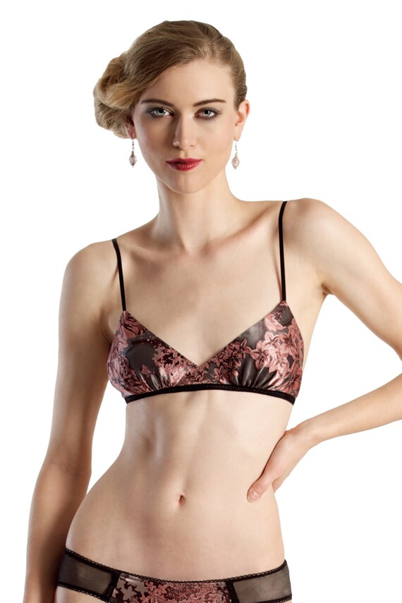 Pivoine Bralette Floral Silk Triangle Bralet Flowers Soft