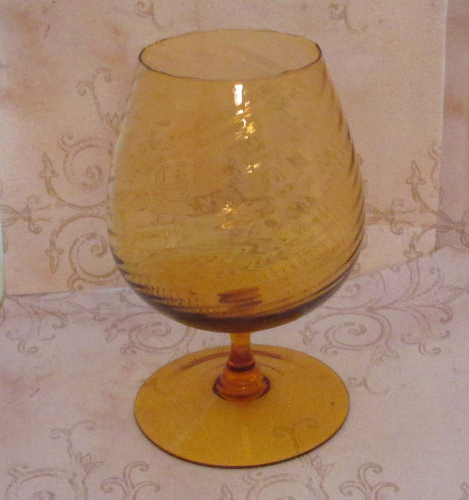 Large Brandy Glass Vintage Amber Glassware hand by TheBeadSource