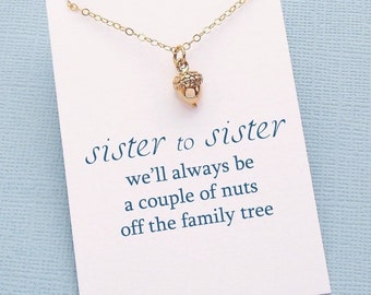 Sister Gift | Acorn Necklace, Big Sister, Sister Birthday Gift, Gift for Sister, Sisters Gift, Gifts for Sisters, Couple of Nuts, Sis | S06