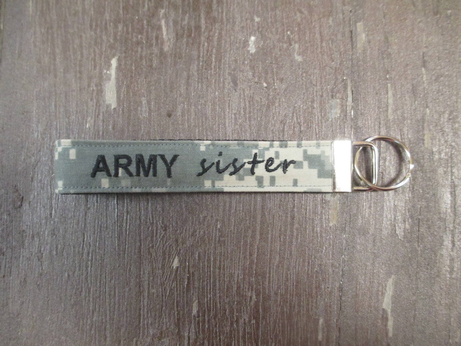 Military Wristlet U.S. Army Sister Name Tape Key Chain Army