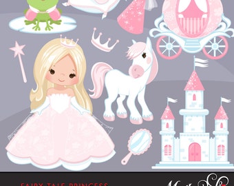 Fairy Tale Princess Clipart. Fairy Tale characters, princess carriage, tiara, frog prince, princess castle, magic wand & mirror graphics.