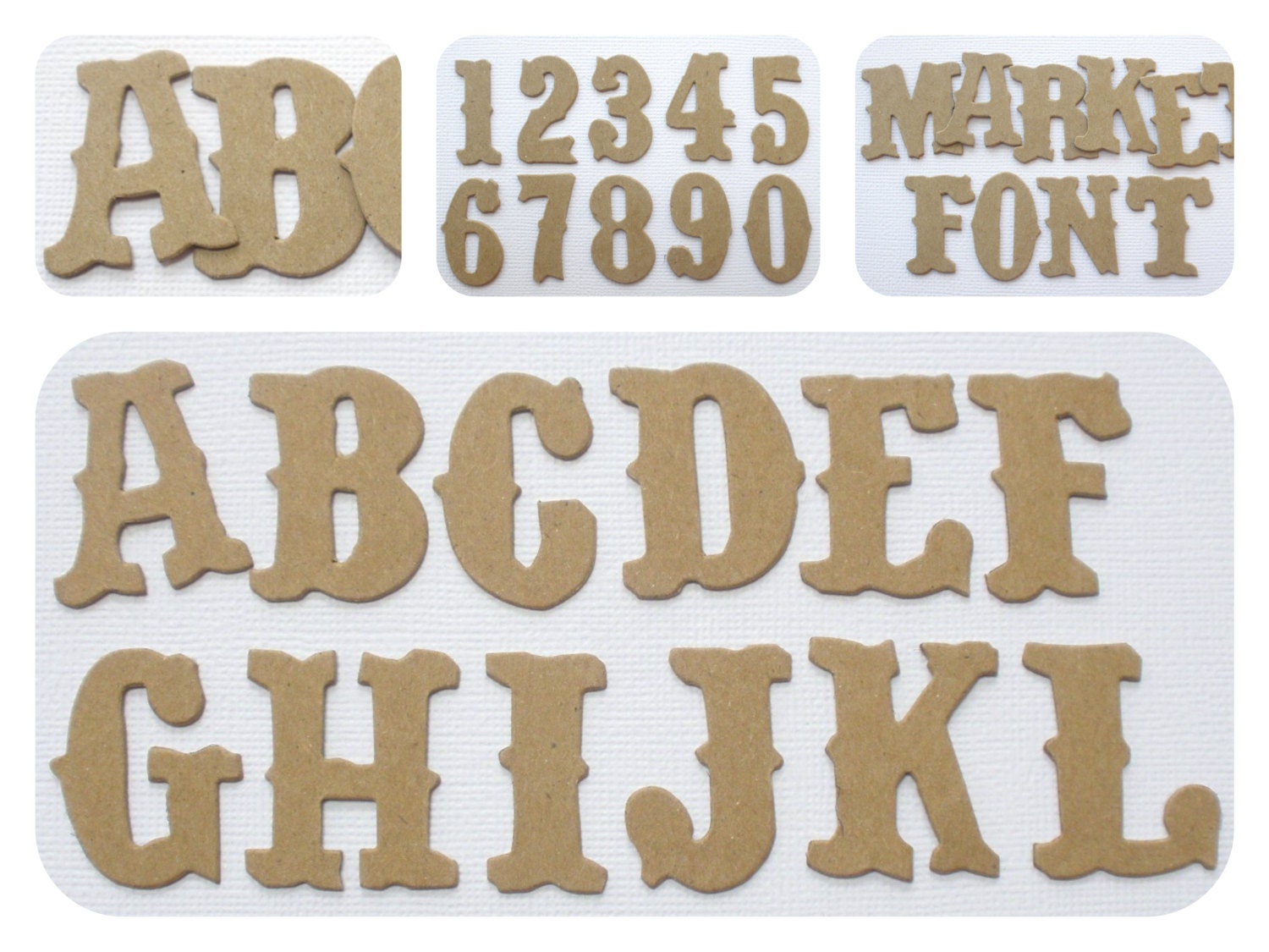 1 1/4 Vintage Chipboard Letters 72 Pieces Alphabet
