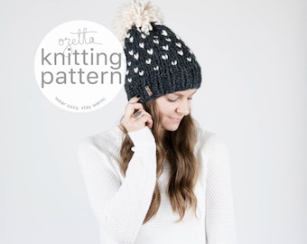 Knitting Pattern / Fair Isle Knit Hat With Pom Pom / THE ALPINE Hat / PDF