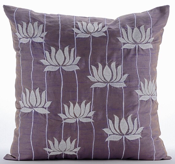 thehomecentric Designer Purple Accent Pillows, 16"x16" Silk Throw