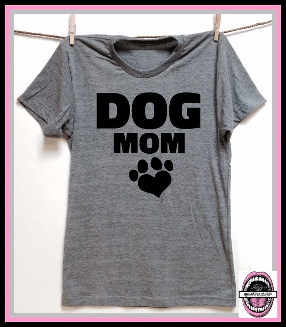DOG MOM. UNISEX Tri Blend Track T-shirts hand by pinkboxstudio