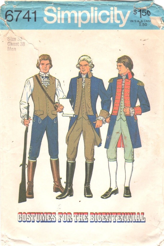 1970s Simplicity 6741 Mens Costume Pattern Bicentennial