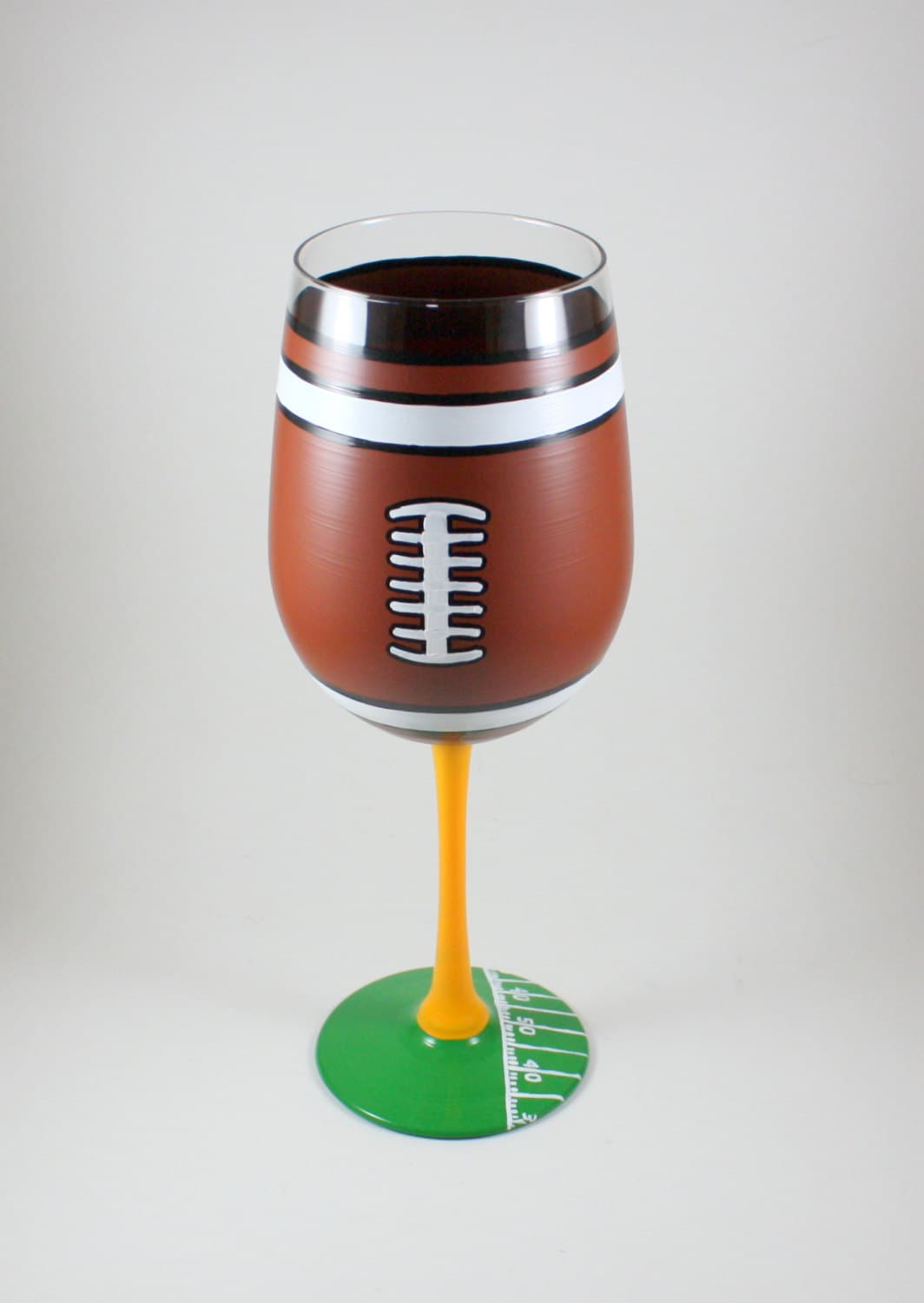 Football Wine Glass Hand Painted NFL Fan Football Fanatic
