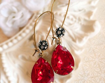 Bridesmaid Gifts - Red Earrings - Crystal Earrings - Ruby Earrings - Jewelry Gifts - July Birthstone Gift - Bridesmaid Earrings - COVET Ruby