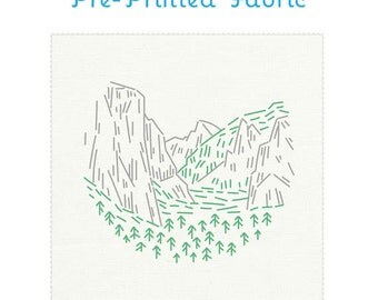 YOSEMITE pre-printed fabric for embroidery, national parks embroidery, embroidery pattern, modern embroidery design by StudioMME