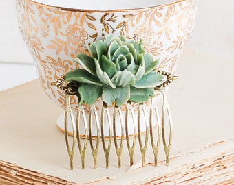 Rose Hair Comb Green Rose Hair Comb Mint Green Rose Bridal Hairpiece Spring Wedding Bridesmaid Flower Hair Clip Gift for Her Rustic Rose