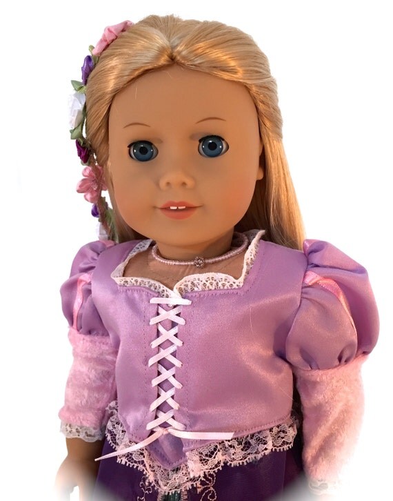 Rapunzel Tangled Inspired 18 Inch Doll With Blonde Hair And Rapunzel Tangled Inspired 18 Inch Doll With Blonde Hair And Blue Eyes Re Wigged American Girl