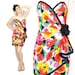 50% OFF SALE 80s Floral Strapless Dress Draped Party Dress Floral Bustier Dress Sweetheart Bodycon Mini Dress 80s Formal Prom Dress (XS/S)
