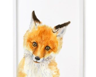 Baby Fox Print, Woodland Nursery, Fox Print, Woodland Baby Decor, Nursery Forest Art