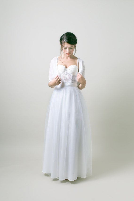 long white tulle wedding skirt