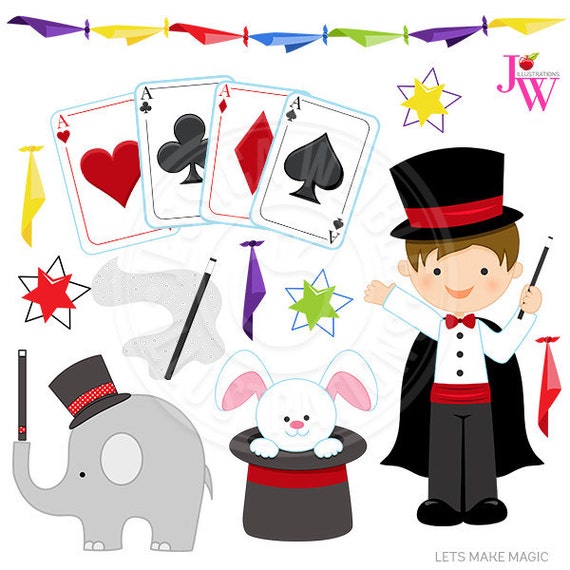Lets Make Magic Cute Digital Clipart, Magic Clip art, Magician kid