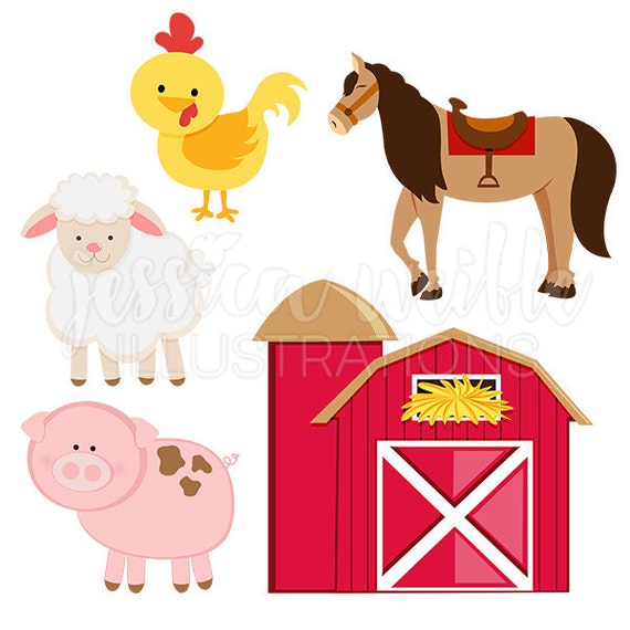 Barn Yard Animals Cute Digital Clipart Barn Clip art Farm