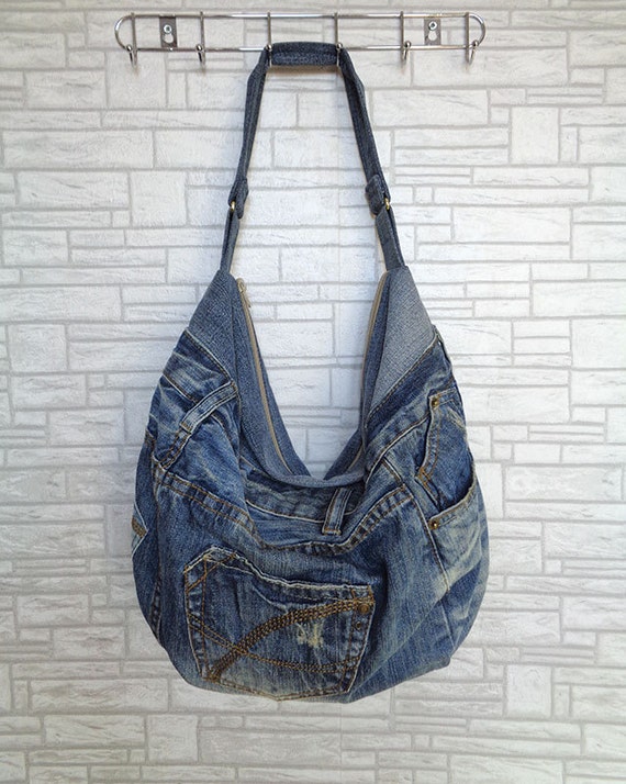 Hobo bag slouchy tote handbag purse shoulder recycled by BukiBuki
