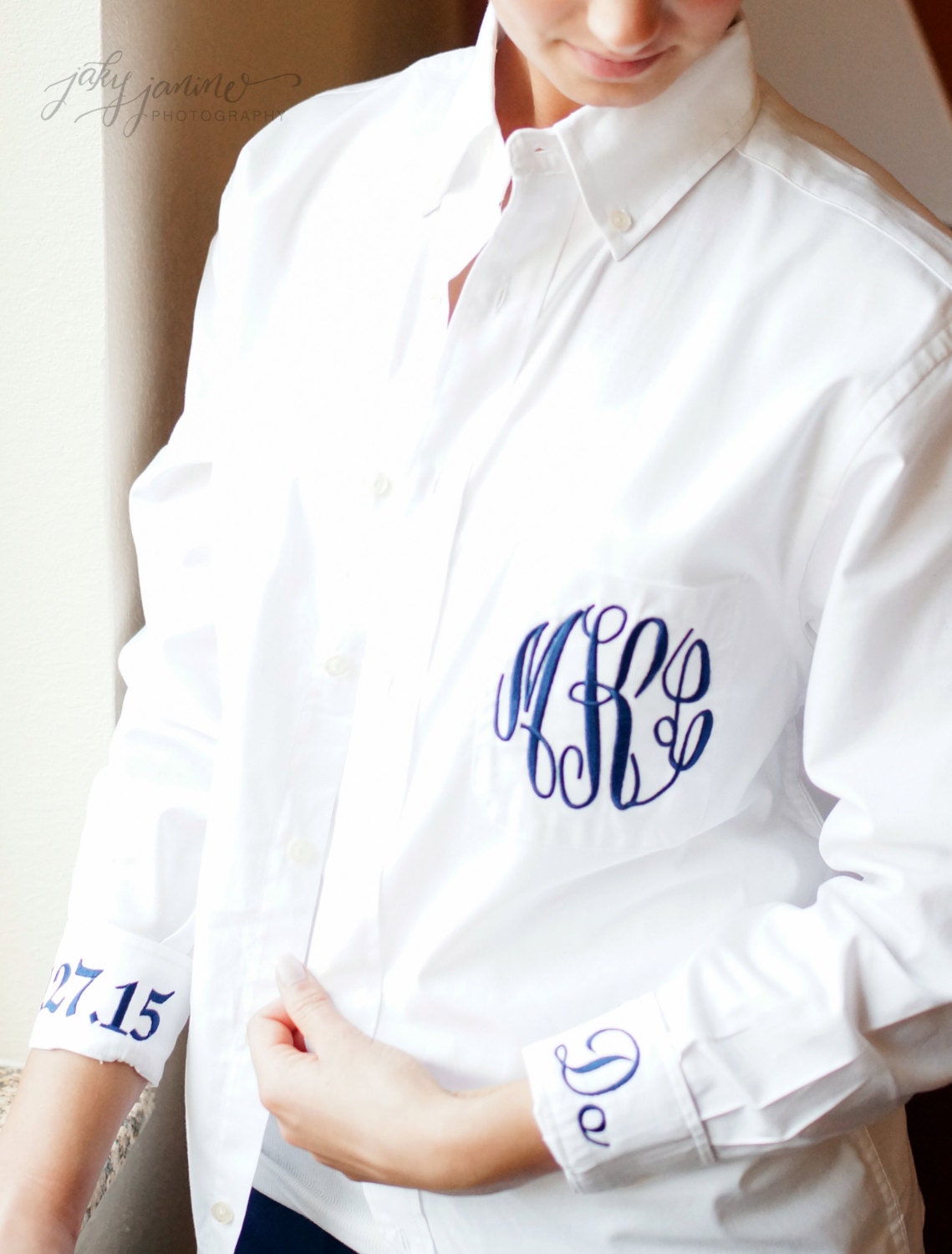 Monogrammed Button Down Bride's Shirt Getting Ready Shirt