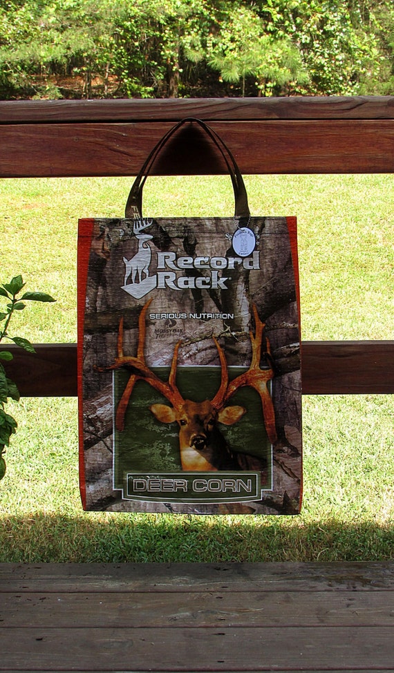 Deer Corn Tote Feed Sack Bag Camouflage Tote Recycled