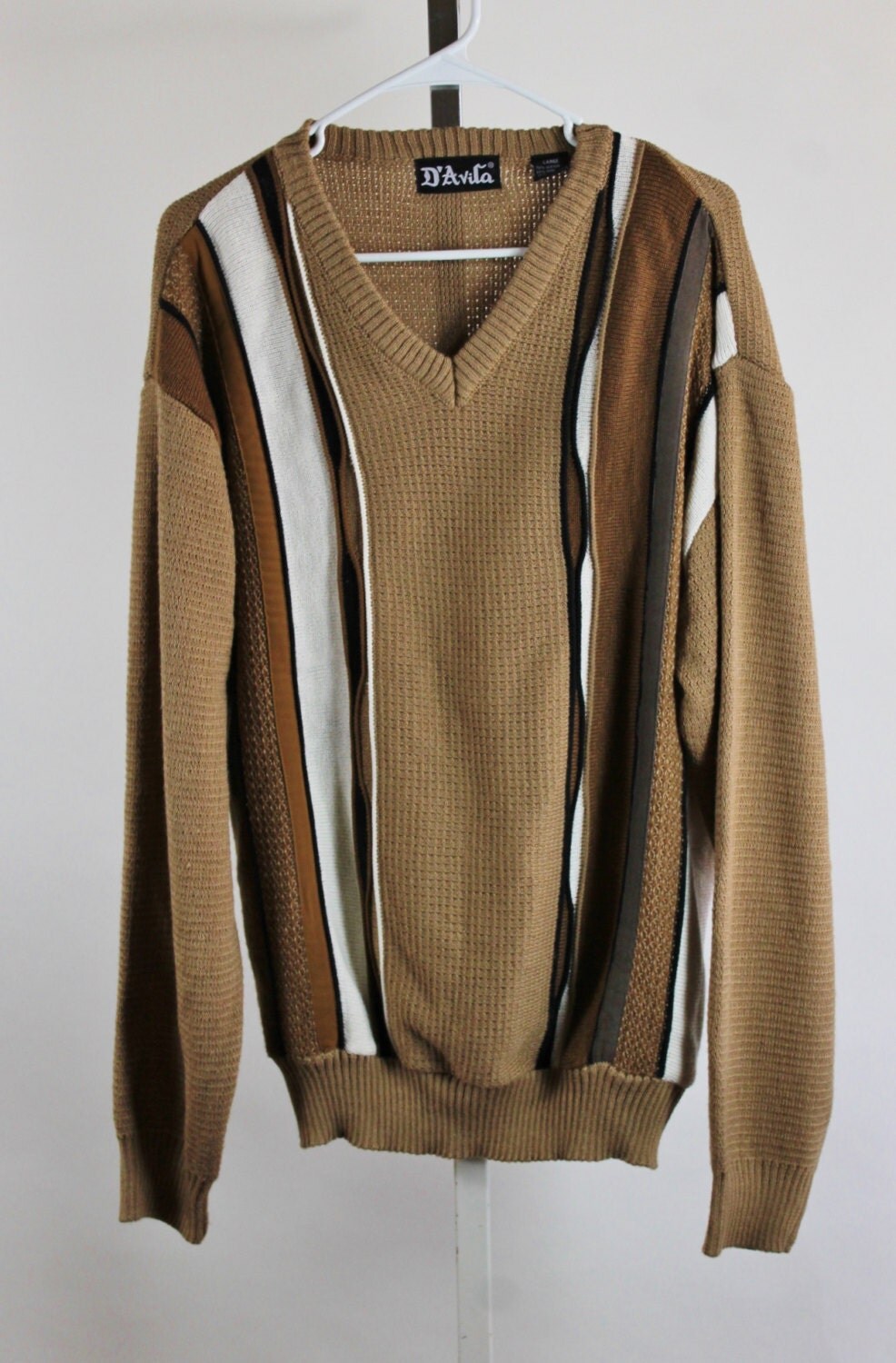 Brown Pattern Sweater | 80s pullover sweater v neck sweater brown pattern sweater Brown Pattern Sweater | 80s pullover sweater v neck sweater brown pattern sweater
