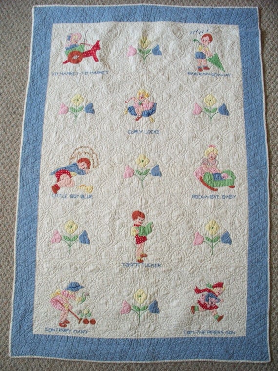 1940's Nursery Rhyme Baby Quilt