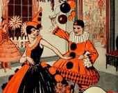Vintage Halloween Party- Halloween Harlequin - Halloween Clowns - Black Cats and Jack O Lanterns - Digital Download Set of 3 Vintage Halloween Party- Halloween Harlequin - Halloween Clowns - Black Cats and Jack O Lanterns - Digital Download Set of 3
