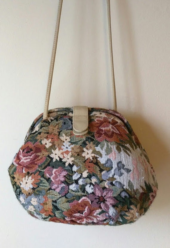 Vintage 1980's 90's Floral Tapestry Cross Body by glamtownvintage