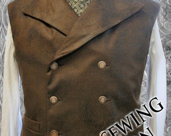 XL Steampunk Double Breasted Waistcoat Vest Sewing Pattern . Sweeney Todd style 48 - to 58 chest