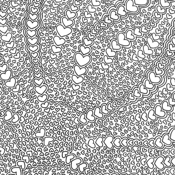 Items similar to Abstract hearts adult printable coloring page on Etsy