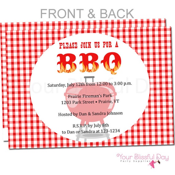 BBQ Party Invitation | BBQ Party Invitations | Barbecue Party Invitation | Cook Out Party Invites | Grill Out Party Invitations #102 Il_570xn