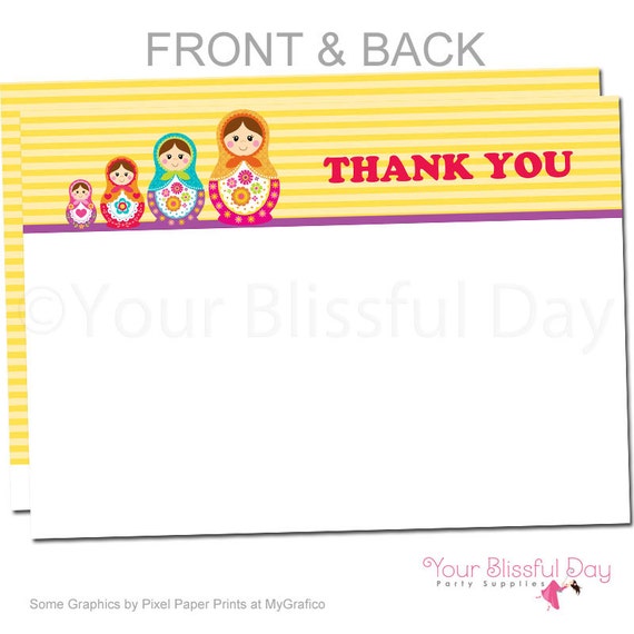 Matryoshka Doll Thank You Cards | Russian Nesting Dolls Thank You Card | Matryoshka Doll Thank You Card | Matryoshka Stationery #551 Il_570xn