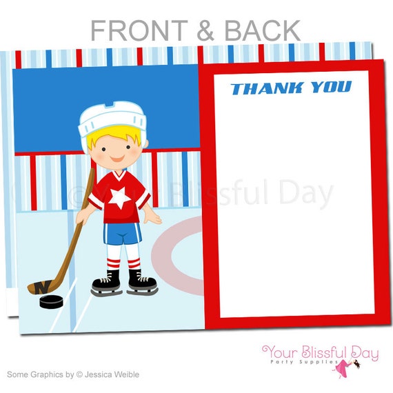 Hockey Thank You Cards | Hockey Boy Stationery | Hockey Thank You Card | Ice Hockey Stationery | Hockey Party #540 Il_570xn