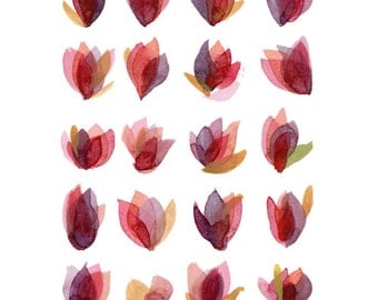 Flower painting, Watercolor painting red, floral painting, gift for her, mom, floral watercolor print
