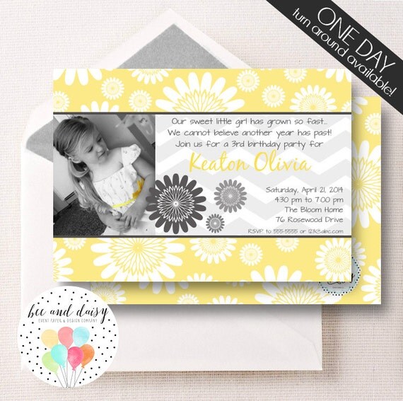 Daisy Invitation, Daisy Birthday Invitation, Daisy Party, Girl First Birthday, Girl Birthday, Daisy Invite, Daisy Photo Invitation Il_570xn