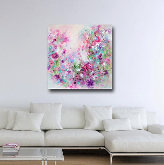 Pink Floral Canvas Print Floral Giclee Print Wall Art