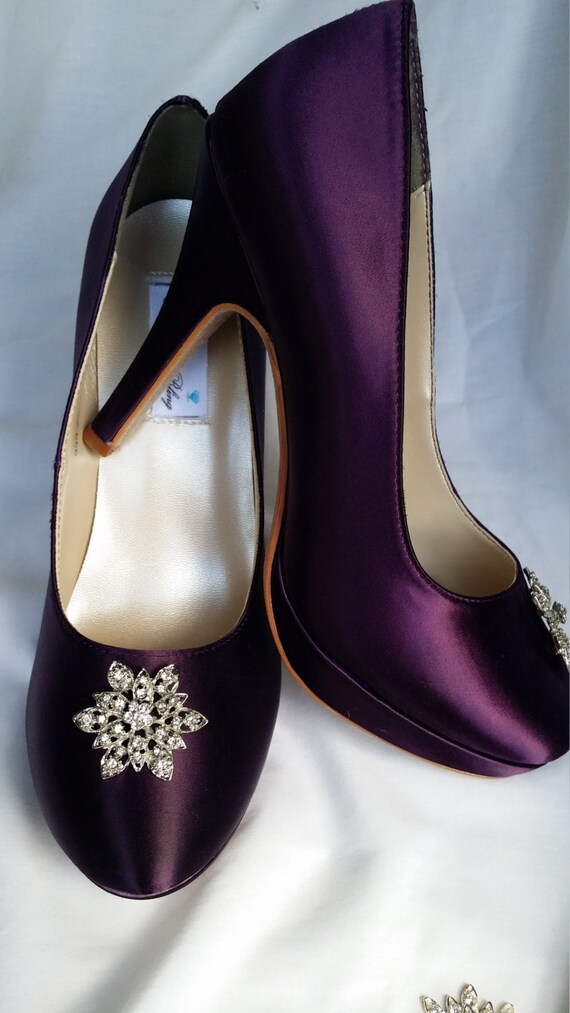 Purple Wedding Shoes Closed Toe Bridal Shoes with Vintage