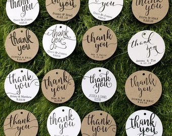 Thank You Tags / Wedding Favor Tags - Classic / Rustic Favor Tags - White / Kraft Round Personalized Gift Tags / Party Tags / Business Tags