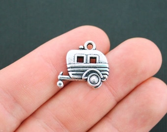 4 Camper Charms Antique Silver Tone Trailer Caravan - SC4928