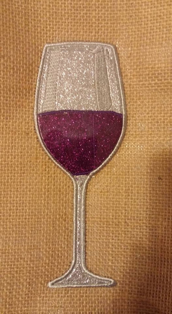 Items similar to wine in wine glass applique embroidery machine pattern