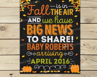 Fall Pregnancy Announcement Sign Printable - Fall Baby Announcement Chalkboard Sign - Pregnancy Reveal to Grandparents - Were Expecting