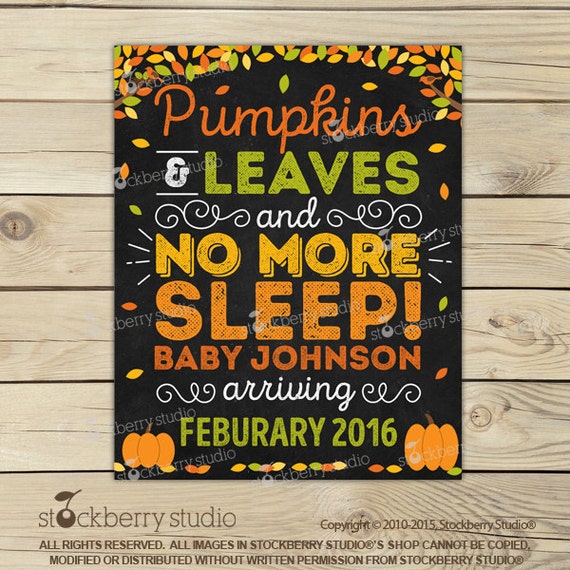 Fall Pregnancy Announcement Sign Printable Fall Baby