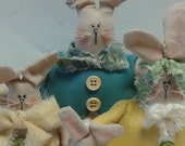 STWOFG Handmade Primitive Spring Holiday Easter Bunny Family Home Decor