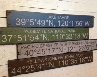 Custom Coordinates - Mountain Theme, Handcrafted Rustic Wood Sign, Mountain Decor for Home and Cabin, 4018