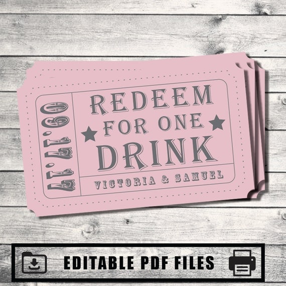 Drink Ticket Ticket Stub Editable Ticket by KristenMcGillivray