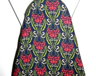 Ironing Board Cover - Floral fabric in navy blue, red and green - Laundry and Housewares