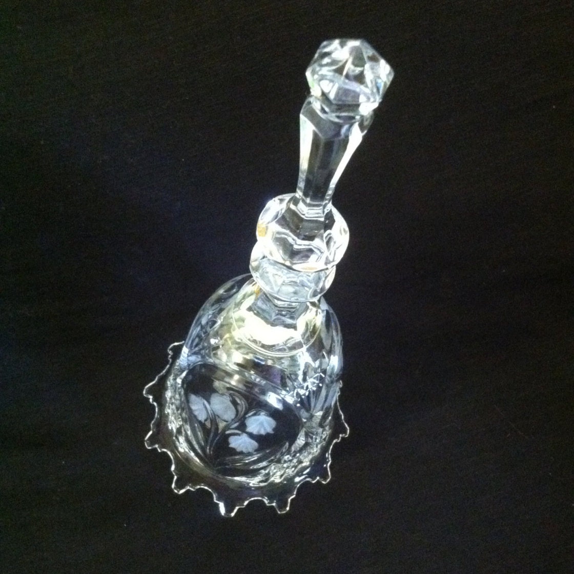 Crystal Bell Clear Cut Etched Glass Wedding Bell With Lily of
