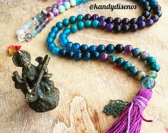 Custom 108 Mala Necklace Agate with tassel. Handmade Agate Mala Necklace. Custom Yoga Necklace. Meditation Jewelry. One of a kind