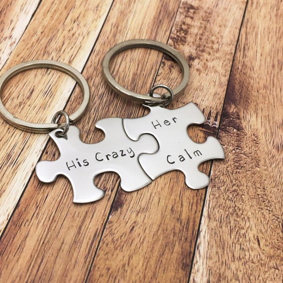 His Crazy Her Calm Couples Keychains Anniversary T T 