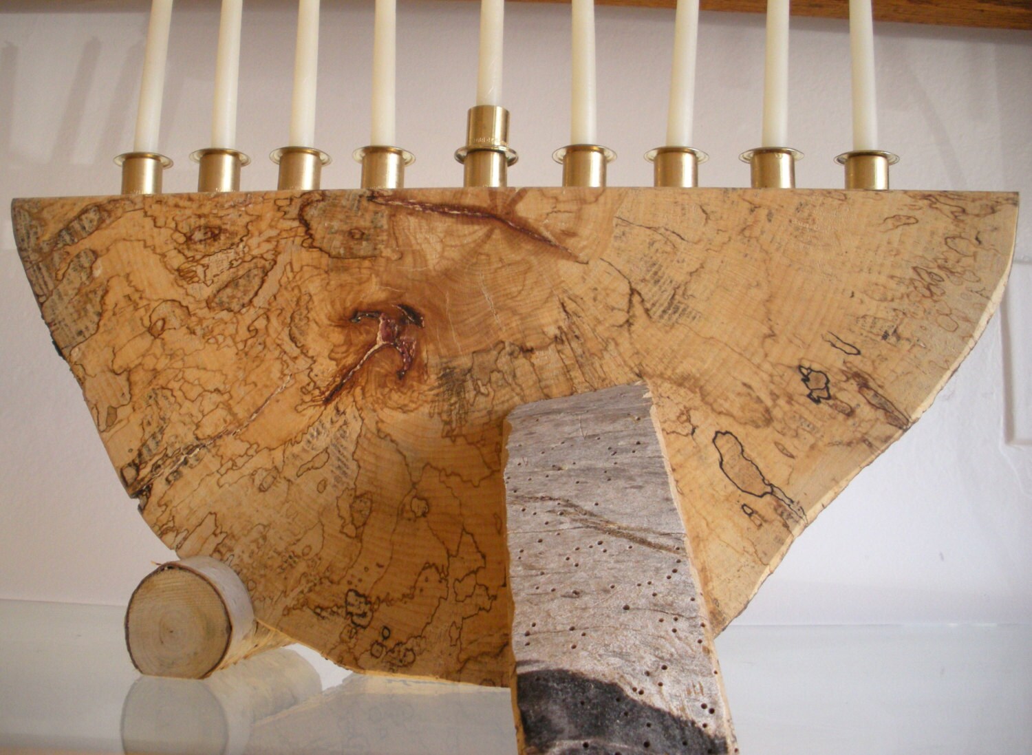 Hanukkah Wood Menorah Spalted Maple and Birch by GrowGallery